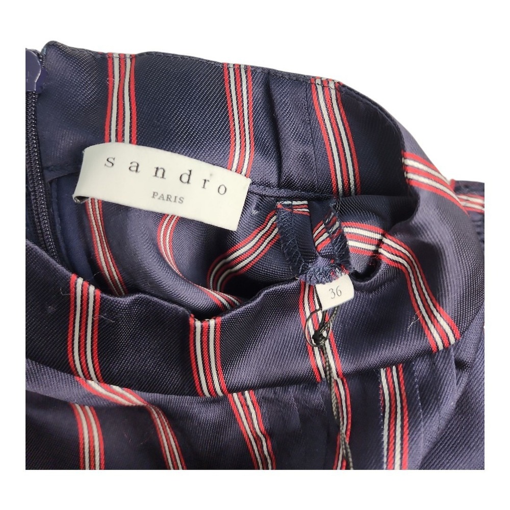 NWT Sandro Paris Striped Dress Women Size 36 Navy Blue French Chic Professional - Picture 3 of 13